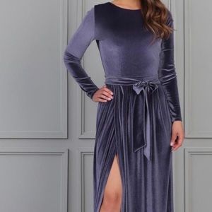 Etsy dusty rose velvet maxi dress